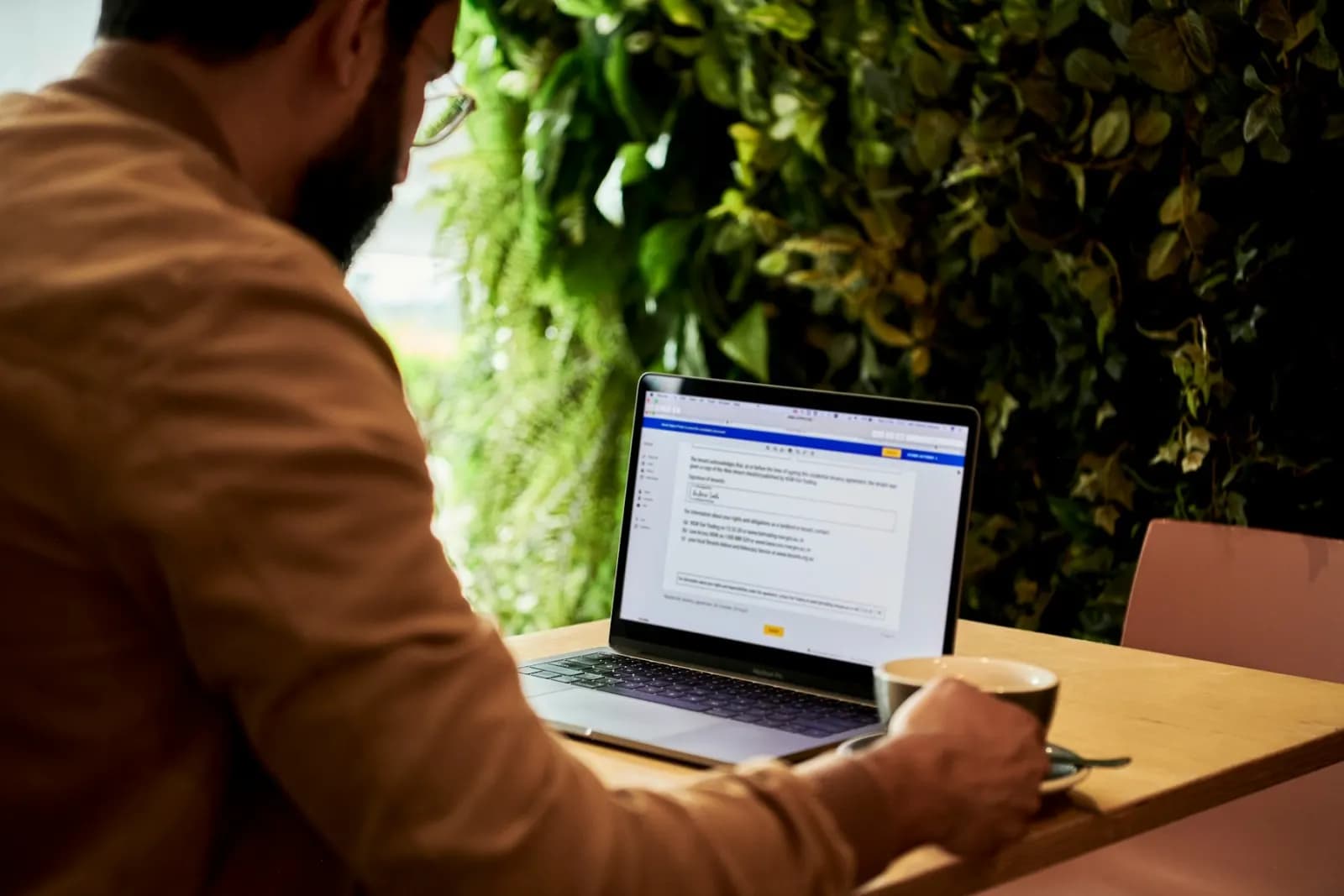 Contract document displayed on a laptop